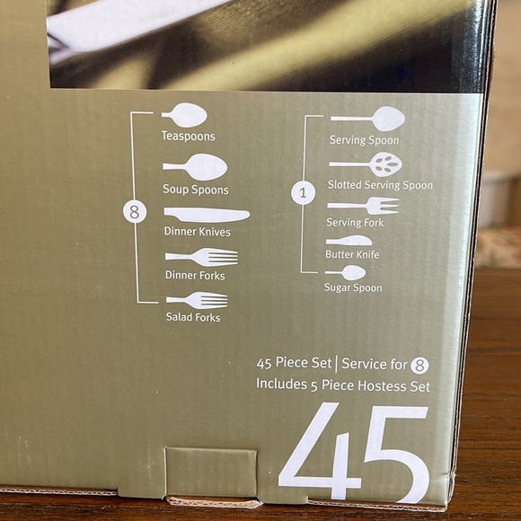 NEW 45-piece Flatware Set; Service for 8 plus BONUS Hostess Set, Stainless Steel - Picture 6 of 12